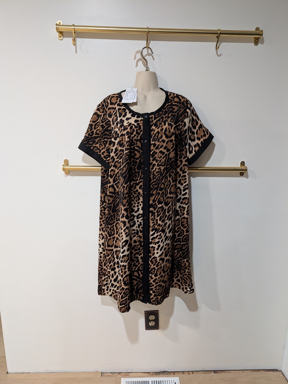 Leopard Print Midi Dress with Black Trim